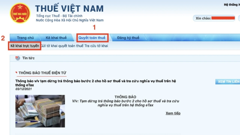 Lựa chọn kê khai thuế trực tuyến