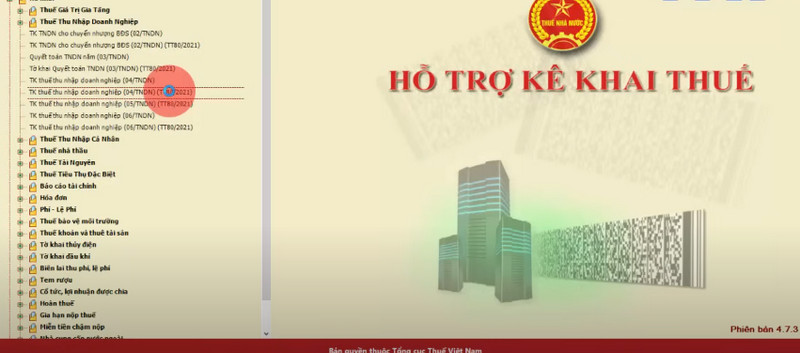 Người kê khai chọn Thuế Thu Nhập Doanh Nghiệp để thực hiện lập tờ khai