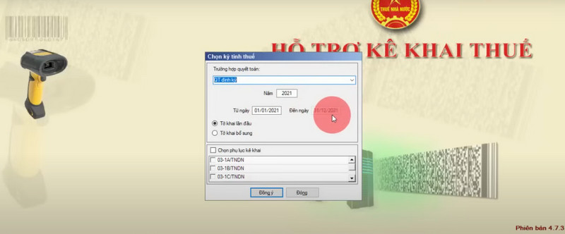 Người nộp thuế điền thông tin kỳ tính thuế