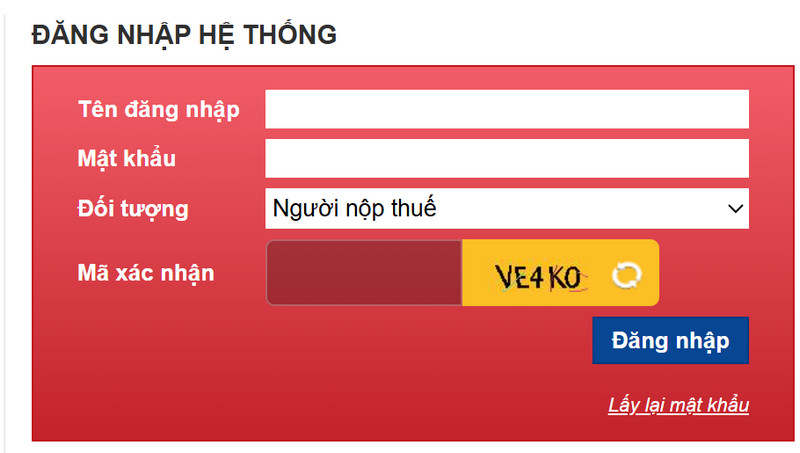 Người nộp thuế đăng nhập tài khoản thuế doanh nghiệp
